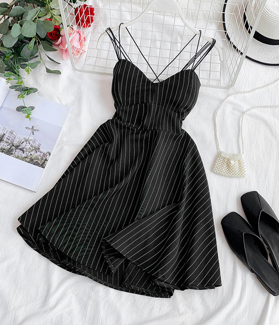 A line striped dress summer dress  1283
