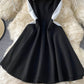 Süßes A-Linie kurzes Kleid schwarzes Kleid 855