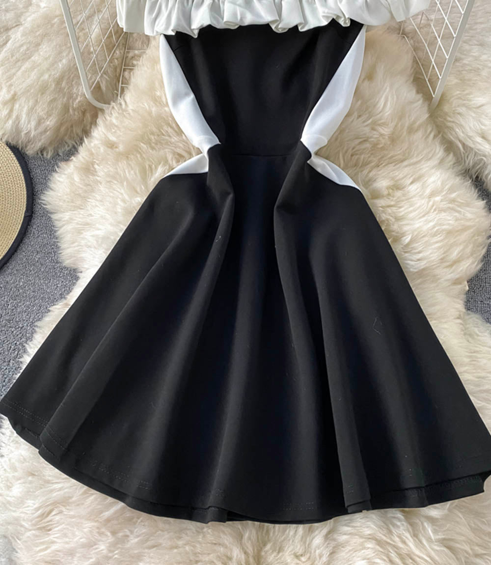 Süßes A-Linie kurzes Kleid schwarzes Kleid 855