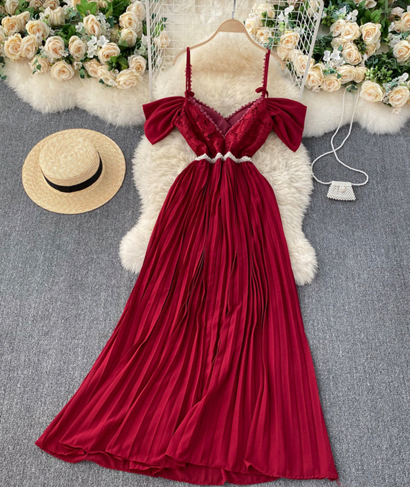 Stylish lace off shoulder dress  918