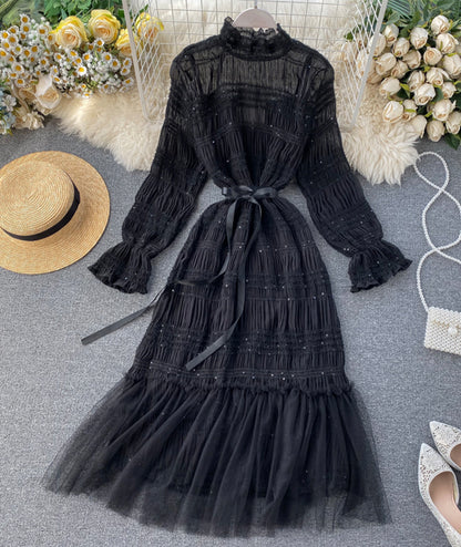 Einzigartiges langärmliges Kleid aus Tüll Modekleid 969