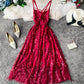 Fashion girl dress A line v neck tulle sequins dress  1234