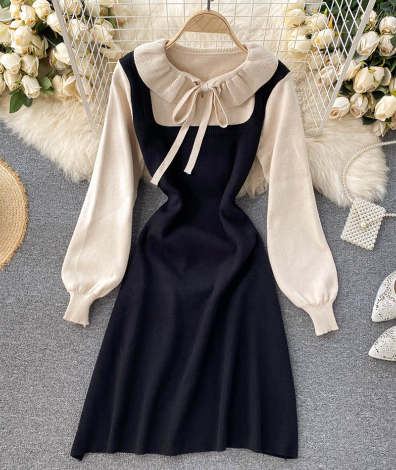 Sweet long sleeve sweater sweater dress  975