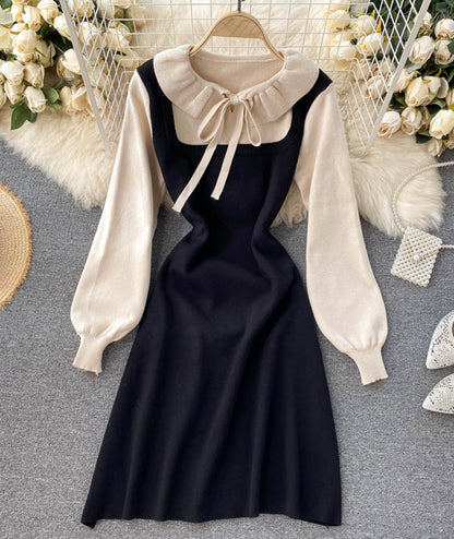 Sweet long sleeve sweater sweater dress  975