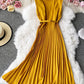 Cute A line round neck sleeveless midi dress  1029