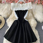 Süßes A-Linie kurzes Kleid schwarzes Kleid 855