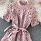 Stylish round neck lace dress summer dress  1281