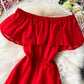 Red A line chiffon dress fashion dress  1064