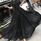 Black chiffon long dress women's dress  1191