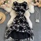 Black A line short dress fashion dress  750