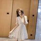 White v neck tulle sequins short dress  1078