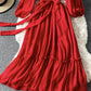 Rotes A-Linie Chiffonkleid Mode Mädchenkleid 840