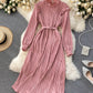 Einfaches A-Linien-Kleid mit langen Ärmeln, Modekleid 901