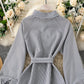 Simple black and white striped long sleeve dress  954