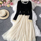 Retro A line velvet dress long sleeve dress  959