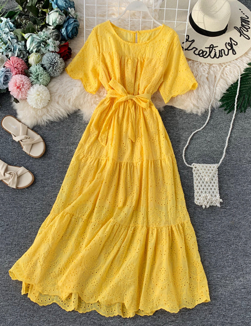 Lovely cutout short sleeve dress  1043