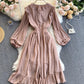 Cute chiffon A line dress long sleeve dress  786
