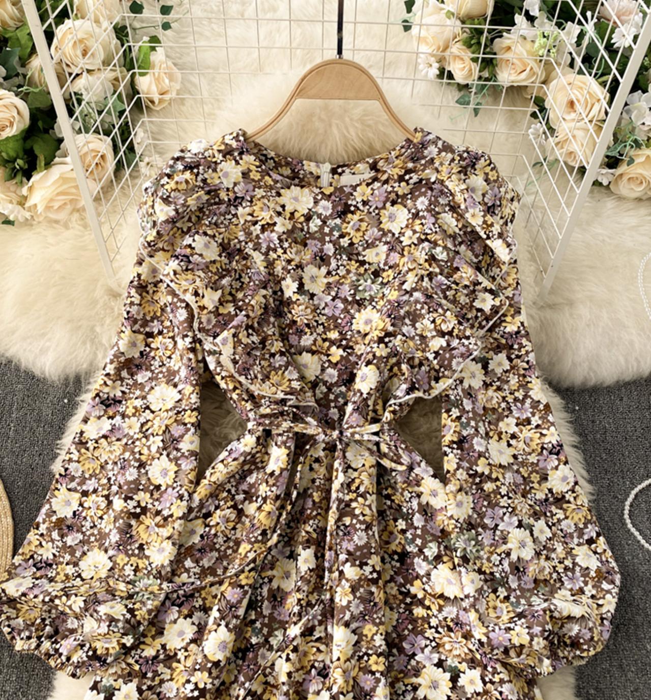 Cute A line floral dress fashion dress  811