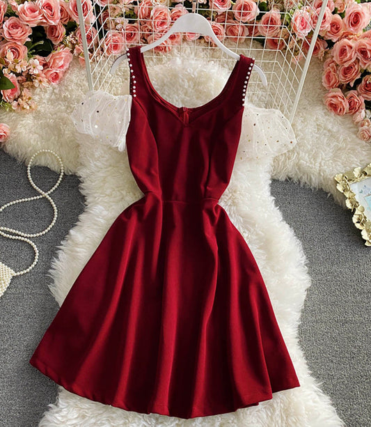 Süßes kurzes Kleid in A-Linie Modekleid 863
