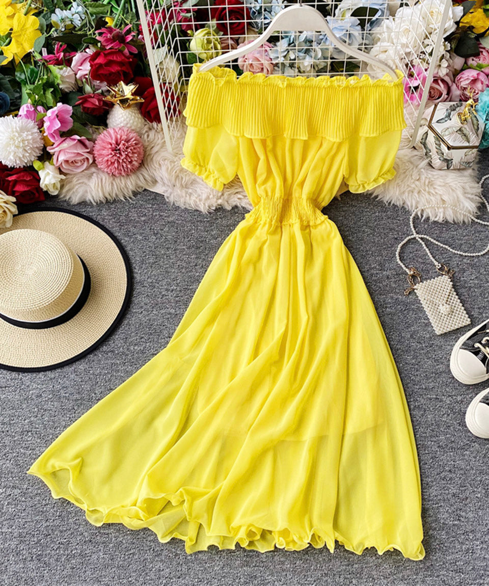 Cute chiffon strapless summer dress fashion dress  1114