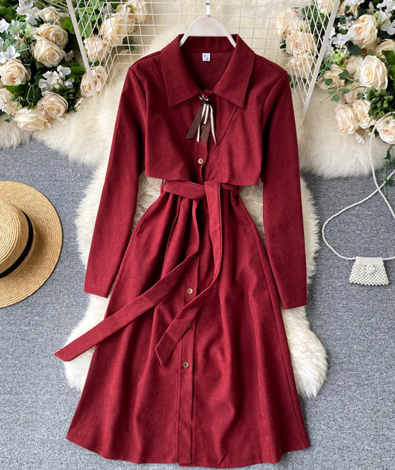Cute A line long sleeve dress  1002