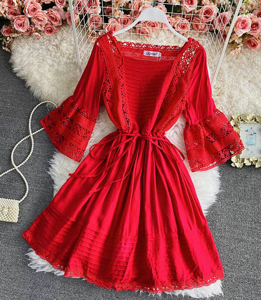 Süßes kurzes Kleid in A-Linie Modekleid 844
