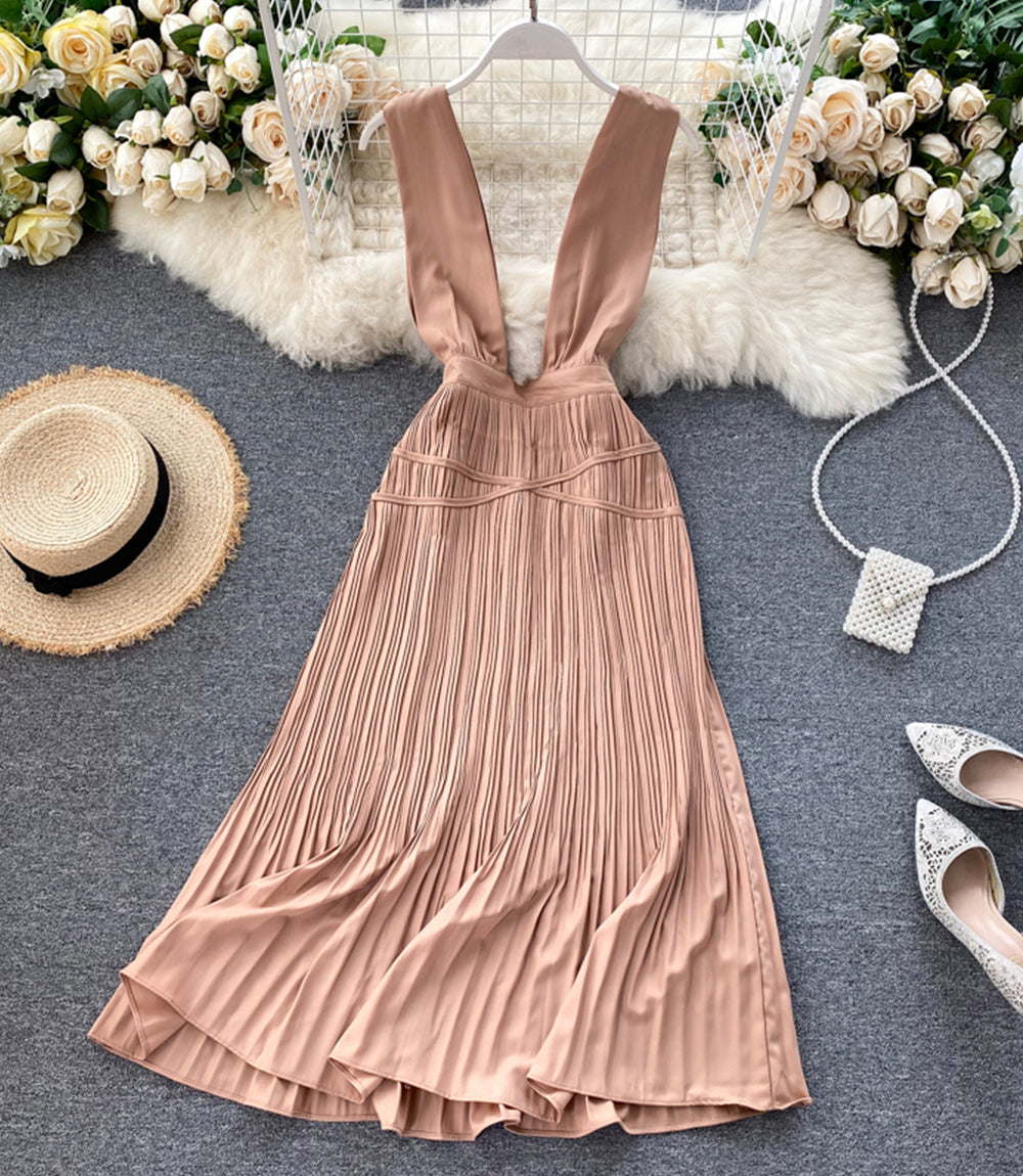 Süßes A-Linien-Kleid mit V-Ausschnitt, modisches Kleid 853