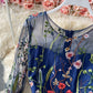 Blue A line tulle dress blue embroidery dress  852