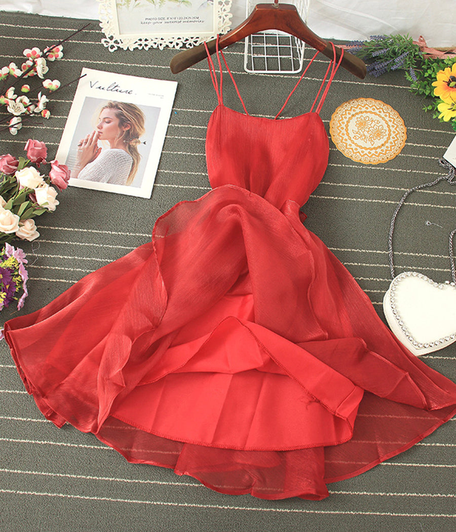 Cute tulle backless short dress mini dress  1201