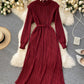 Einfaches A-Linien-Kleid mit langen Ärmeln, Modekleid 901