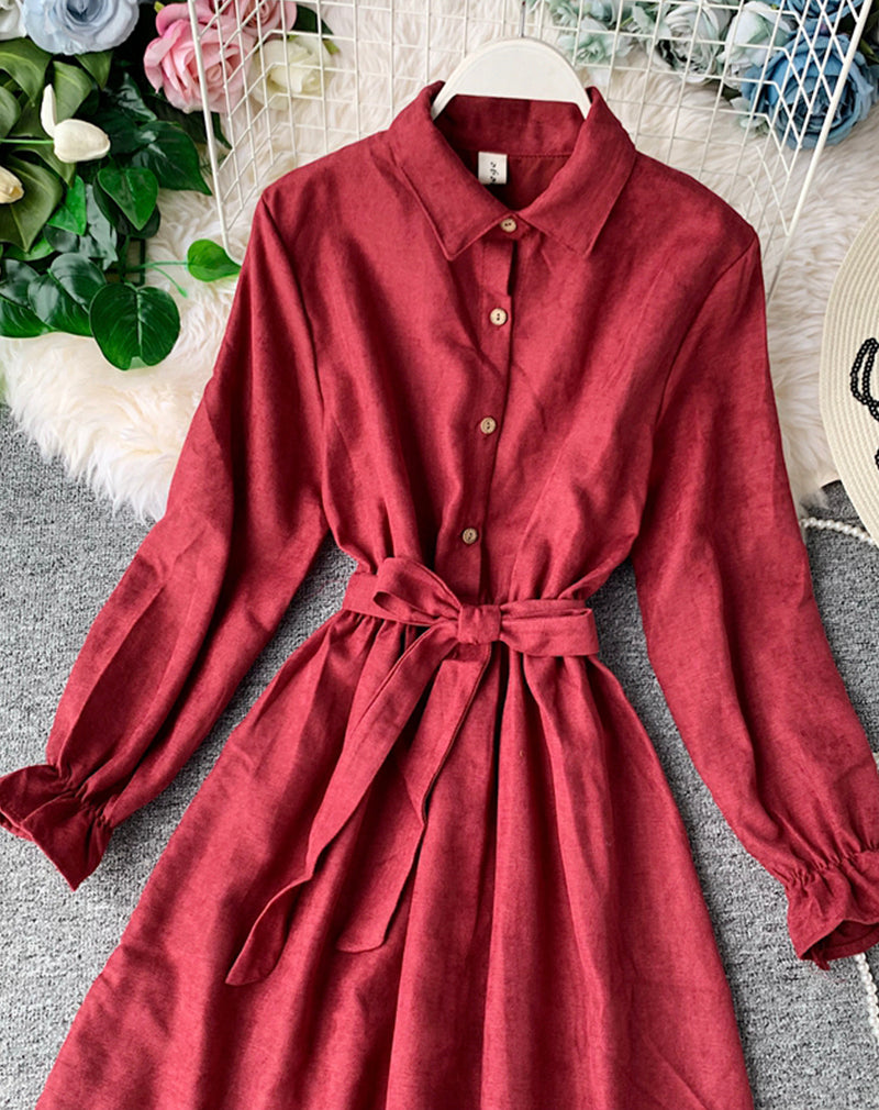 Robe mignonne à manches longues en ligne A, vêtements d'automne 1068
