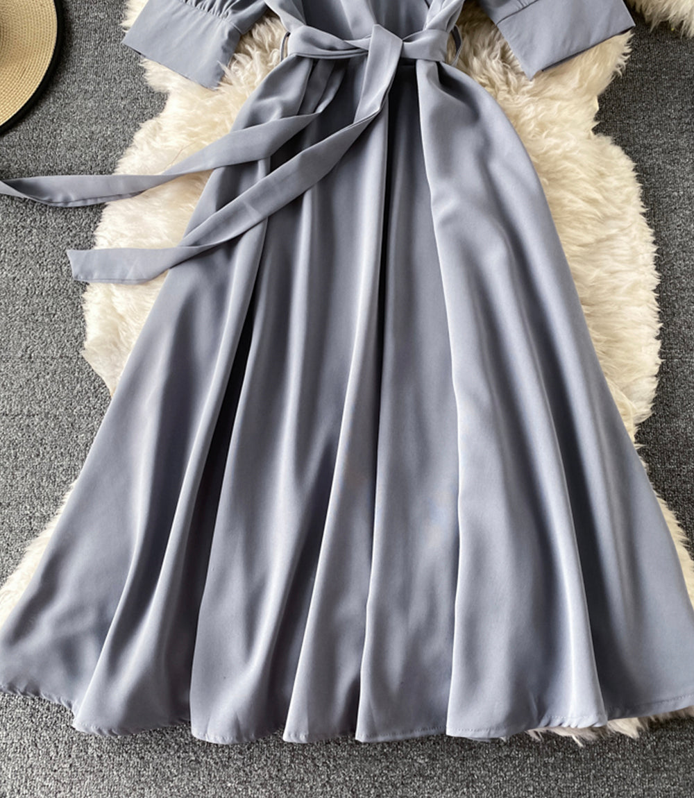 Robe courte simple à col en V, robe tendance 868