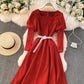 Stilvolles Kleid in A-Linie mit langen Ärmeln 812