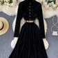Elegant A line velvet dress long sleeve dress  923