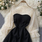 Black A line tulle short dress fashion dress  732