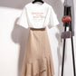 Weißes T-Shirt + karierter Rock 1273 