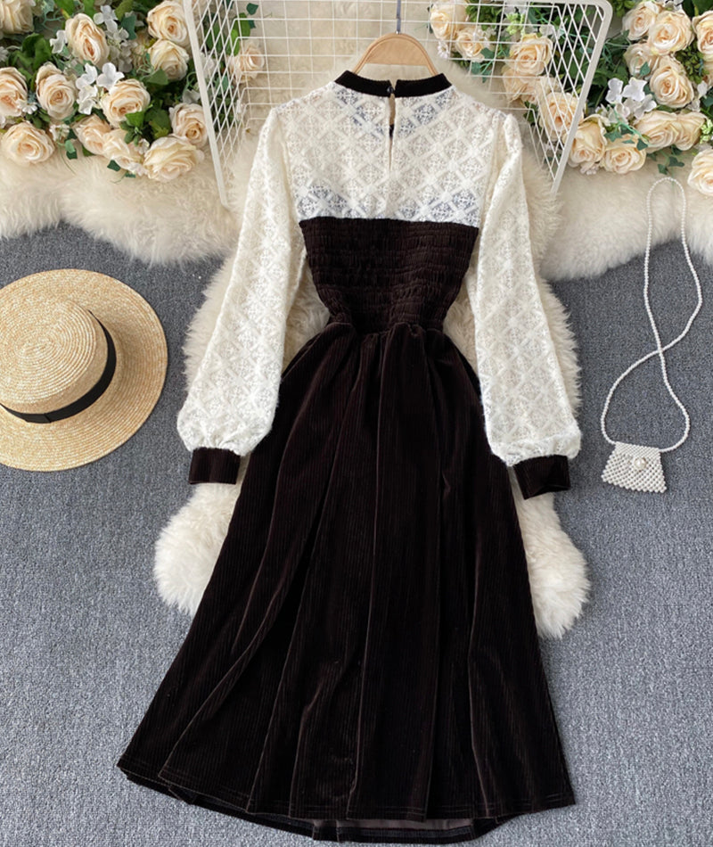 Cute A line stitching dress  919