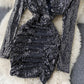 Stylish v neck sequins short dress party dress  906