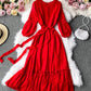 Rot A-Linie Chiffonkleid Mode Mädchenkleid 1000