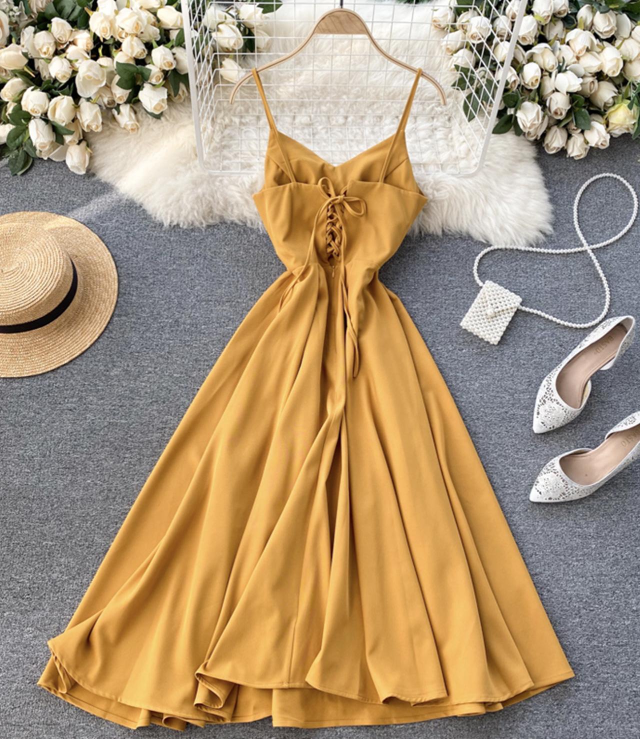 Stylish v neck lace up dress A line party dress  767