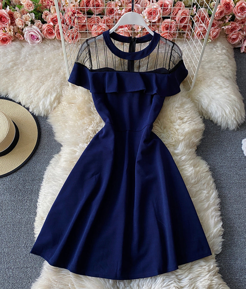 Cute A line see through dress short dress  887