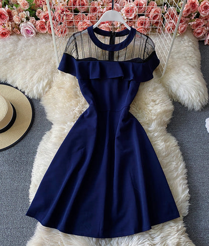 Cute A line see through dress short dress  887