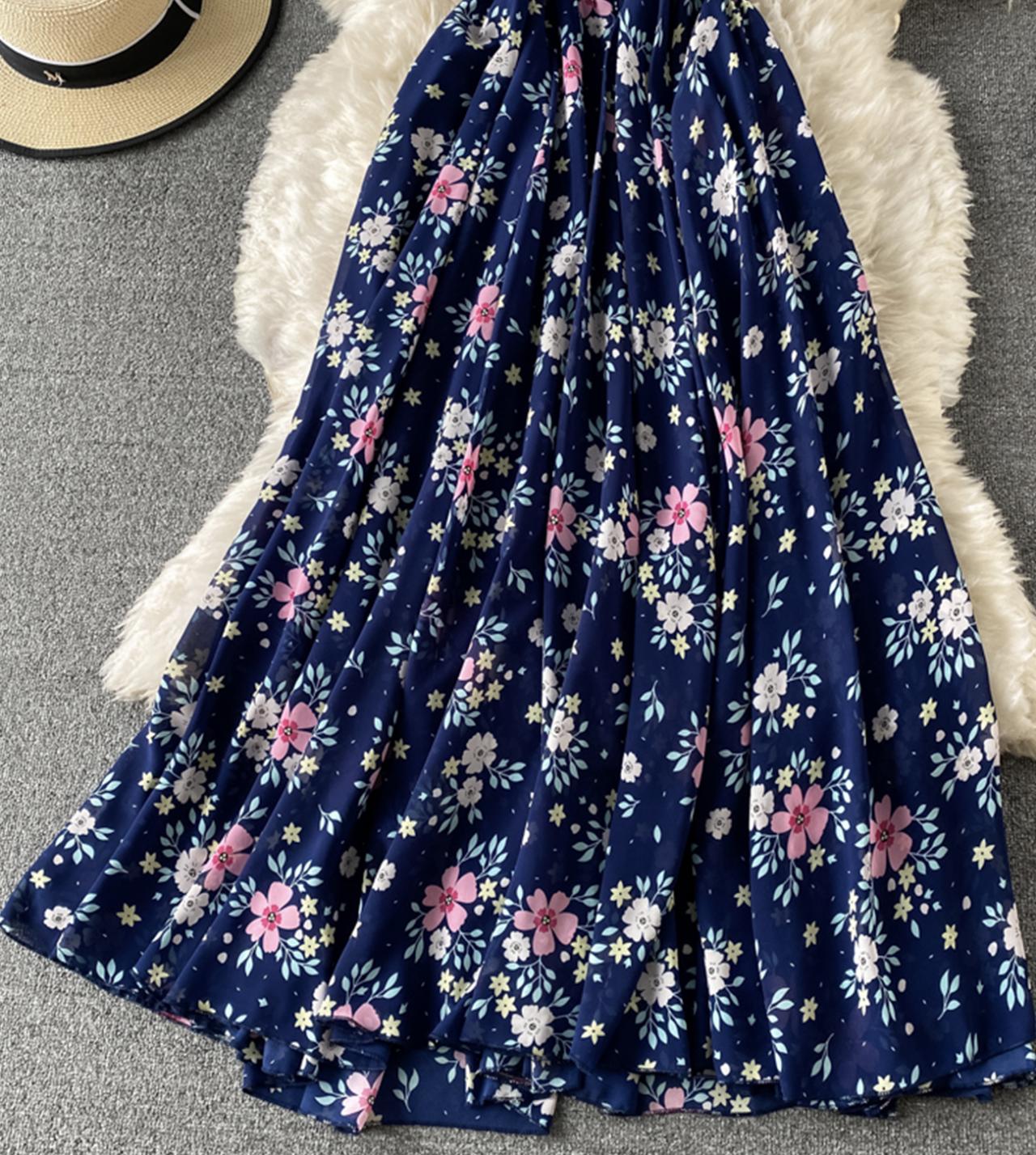 Cute A line floral dress fashion dress  801