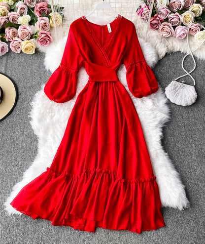 Rot A-Linie Chiffonkleid Mode Mädchenkleid 1000