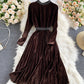 Elegant velvet long sleeve dress  963