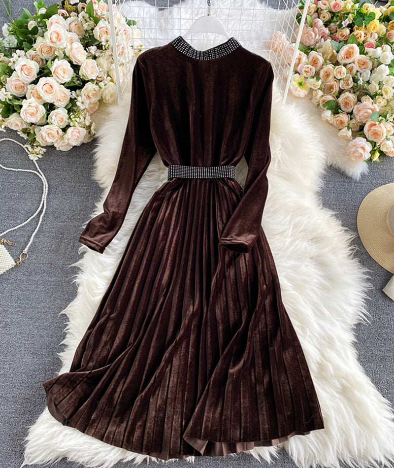 Elegant velvet long sleeve dress  963