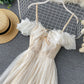 Cute champagne tulle dress summer dress  1244