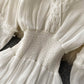 White A line lace dress v neck dress  871