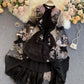 Unique A line embroidery dress black dress  828