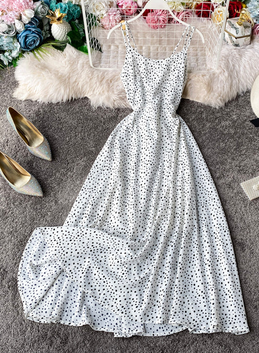 Cute A line polka dot dress summer dress  1105